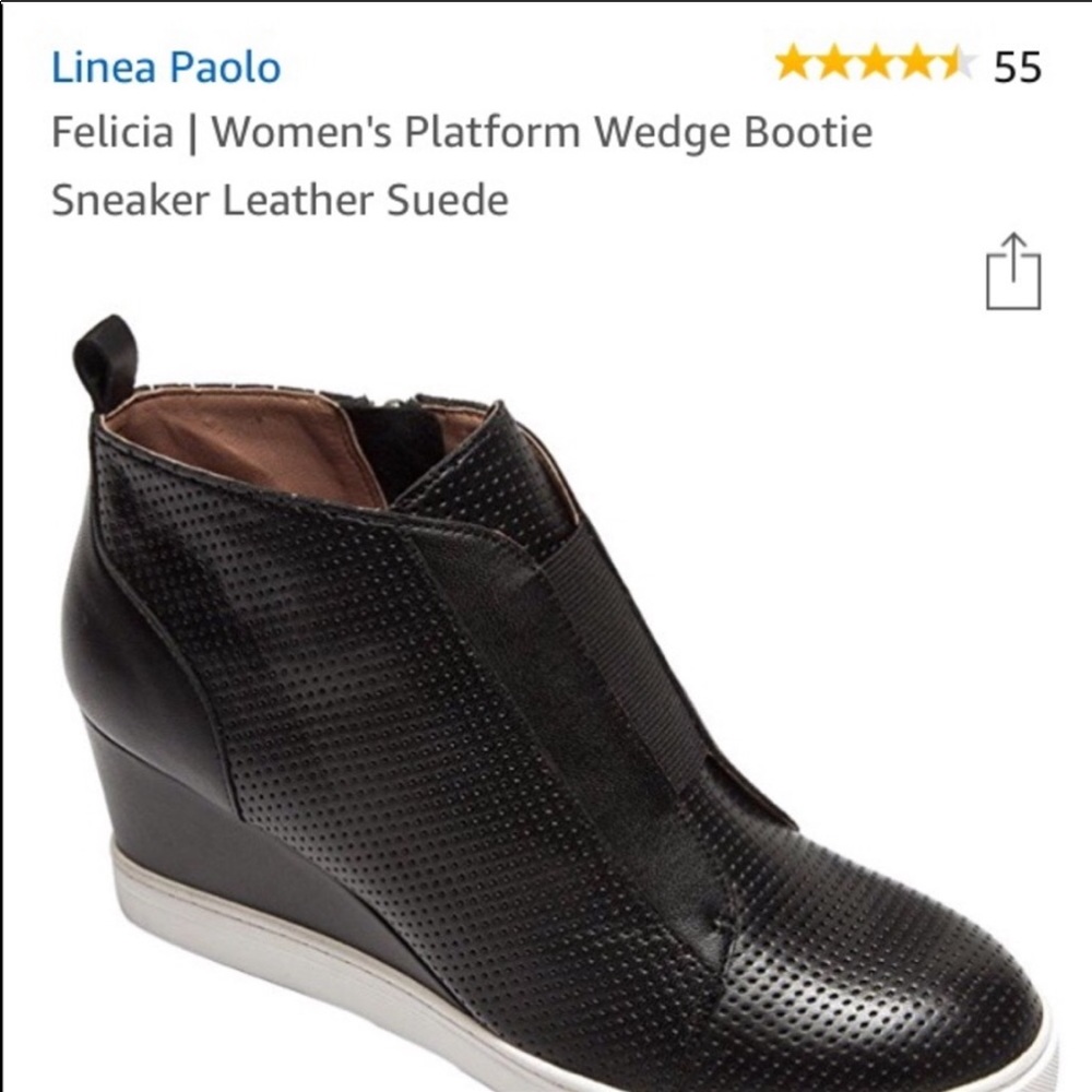 Lines Paolo Felicia Wedge Bootie 7.5 Black